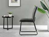 Novara Black Leg Round Glass Dining Table & 6 Halle Chairs - halle-dark-grey-fabric-black-leg-dining-chair-2.jpg