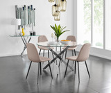 Novara Round Dining Table (120) & 4 Corona Black Leg Chairs - novara-120cm-chrome-metal-round-dining-table-and-4-beige-leather-corona-black-chairs-set.jpg