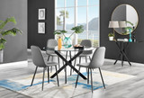 Novara Black Leg 120cm Round Glass Dining Table & 4 Corona Black Leg Chairs - novara-120-black-leg-round-dining-table-4-grey-leather-corona-black-chairs-set.jpg