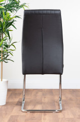 Novara Black Leg 120cm Round Glass Dining Table & 4 Lorenzo Chairs - 2-black-lorenzo-modern-leather-dining-chairs-seats-chrome-4.jpg