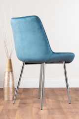 Novara Black Leg 120cm Round Glass Dining Table & 4 Pesaro Silver Chairs - blue-pesaro-velvet-silver-chrome-modern-luxury-dining-chair-3.jpg