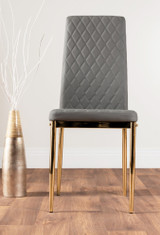 Novara 120cm Gold Round Dining Table and 4 Gold Leg Milan Chairs - grey-modern-milan-dining-chair-leather-chrome-gold.jpg