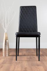 Novara Black Leg 120cm Round Glass Dining Table & 4 Milan Black Leg Chairs - black-modern-milan-dining-chair-leather-black-leg-1.jpg