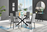 Novara Black Leg 120cm Round Glass Dining Table & 4 Milan Black Leg Chairs - novara-120-black-leg-round-dining-table-4-grey-leather-milan-black-chairs-set.jpg