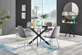 Novara Black Leg 120cm Round Glass Dining Table & 4 Corona Silver Chairs - novara-120-black-leg-round-dining-table-4-grey-leather-corona-silver-chairs-set.jpg