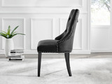 Novara Black Leg 120cm Round Glass Dining Table & 6 Belgravia Black Leg Chairs - belgravia-black-velvet-studded-back-ring-black-leg-chair-2.jpg