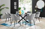 Novara Black Leg Round Glass Dining Table & 6 Calla Black Leg Chairs - novara-120-black-leg-round-dining-table-6-grey-velvet-calla-black-chairs-set.jpg