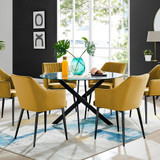 Novara Black Leg Round Glass Dining Table & 6 Calla Black Leg Chairs - novara-120-black-leg-round-dining-table-6-mustard-velvet-calla-black-chairs-set-CROP.jpg