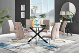 Novara Black Leg 120cm Round Glass Dining Table & 6 Lorenzo Chairs - novara-120-black-leg-round-dining-table-6-beige-leather-lorenzo-chairs-set.jpg