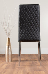 Novara Black Leg 120cm Round Glass Dining Table & 6 Milan Chrome Leg Chairs - black-modern-milan-dining-chair-leather-chrome-3.jpg