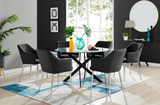 Novara Black Leg Round Glass Dining Table & 6 Calla Silver Leg Chairs - novara-120-black-leg-round-dining-table-6-black-velvet-calla-silver-chairs-set.jpg