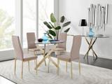 Novara 100cm Gold Round Dining Table and 4 Gold Leg Milan Chairs - novara-100cm-gold-metal-round-dining-table-and-4-beige-leather-milan-gold-chairs-set.jpg