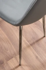 Novara Chrome Metal And Glass Large 120cm Round Dining Table And 4 Corona Silver Chairs Set - grey-corona-chrome-leg-modern-leather-dining-chair-6.jpg