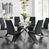 Novara Chrome Metal And Glass Large 120cm Round Dining Table And 6 Willow Chairs Set - novara-120cm-chrome-metal-round-dining-table-and-6-black-leather-willow-chairs-set-CROP.jpg