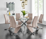 Novara Chrome Metal And Glass Large 120cm Round Dining Table And 6 Willow Chairs Set - novara-120cm-chrome-metal-round-dining-table-and-6-beige-leather-willow-chairs-set_1.jpg