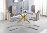 Novara Gold Metal Large 120cm Round Dining Table And 6 Murano Chairs Set - novara-glass-gold-round-120-dining-table-and-4-cappuccino-grey-murano-dining-set_2.jpg