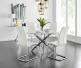 Novara Chrome Metal And Glass Large 120cm Round Dining Table And 4 Murano Chairs Set - novara-120cm-chrome-metal-round-dining-table-and-4-white-leather-murano-chairs-set.jpg