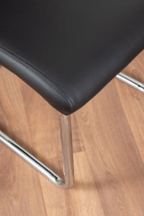 Novara Chrome Metal And Glass Large 120cm Round Dining Table And 6 Lorenzo Chairs Set - 2-black-lorenzo-modern-leather-dining-chairs-seats-chrome-7.jpg