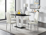 Giovani Black White High Gloss Glass Dining Table and 4 Milan Chairs Set - giovani-black-high-gloss-rectangle-dining-table-4-white-leather-milan-chairs-set_1.jpg