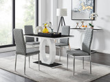 Giovani Black White High Gloss Glass Dining Table and 4 Milan Chairs Set - giovani-black-high-gloss-rectangle-dining-table-4-grey-leather-milan-chairs-set_1.jpg