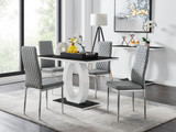 Giovani Black White High Gloss Glass Dining Table and 4 Milan Chairs Set - giovani-blck-high-gloss-rectangle-dining-table-4-grey-leather-milan-chairs-set_1.jpg
