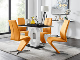 Giovani Black White High Gloss Glass Dining Table and 4 Willow Chairs Set - giovani-black-high-gloss-rectangle-dining-table-4-mustard-leather-willow-chairs-set_1.jpg
