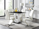 Giovani Black White High Gloss Glass Dining Table and 4 Willow Chairs Set - giovani-blck-high-gloss-rectangle-dining-table-4-white-leather-willow-chairs-set_1.jpg