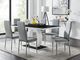 Giovani High Gloss And Glass Dining Table And 6 Milan Chairs Set - giovani-blck-high-gloss-rectangle-dining-table-6-grey-leather-milan-chairs-set_1.jpg