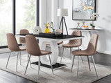 Giovani 6 Black Dining Table & 6 Corona Silver Leg Chairs - giovani-black-high-gloss-rectangle-dining-table-6-cappuccino-corona-silver-chairs_1.jpg