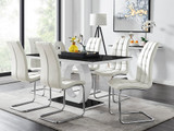 Giovani High Gloss And Glass Dining Table And 6 Murano Chairs Set - giovani-black-high-gloss-rectangle-dining-table-6-white-leather-murano-chairs-set_1.jpg