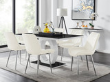 Giovani 6 Black Dining Table & 6 Pesaro Silver Leg Chairs - Giovani-6-Black-White-Gloss-Glass-Dining-Table-Pesaro-silver-leg-cream-fabric.jpg