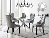 Leonardo 4 Table and 4 Belgravia Black Leg Chairs - Leonardo-4-silver-chrome-glass-dining-table-4-grey-velvet-black-leg-belgravia-chairs.jpg