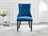 Leonardo 6 Dining Table and 6 Grey Belgravia Black Leg Chairs - belgravia-blue-velvet-studded-back-ring-black-leg-chair-1.jpg