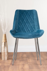 Leonardo 4 Table and 4 Pesaro Silver Leg Chairs - blue-pesaro-velvet-silver-chrome-modern-luxury-dining-chair.jpg