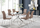 Leonardo Glass And Chrome Metal Dining Table And 6 Isco Chairs  - leonardo-6-seater-chrome-rectangle-dining-table-6-beige-leather-isco-chairs-set_1.jpg