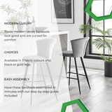 2x Juniper Grey Velvet Counter Stools Black Legs - Juniper Grey.png