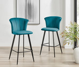 2x Juniper Blue Velvet Black Leg Bar Stools - Juniper-barstool-blue-black-2.jpg