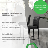 2x Milan Black Faux Leather Counter Stools Silver Legs - Milan Black.png