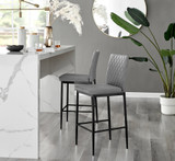 2x Milan Grey Faux Leather Counter Stools Black Legs - Milan-barstool-grey-black-1.jpg