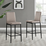 2x Milan Cappuccino Beige Faux Leather Counter Stools Black Legs - Milan-barstool-beige-black--2-CROP.jpg