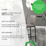 2x Milan Cappuccino Beige Faux Leather Counter Stools Silver Legs - Milan Capp.png