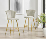 2x Juniper Cappuccino Beige Velvet Counter Stools Gold Legs - Juniper-barstool-cappuccino-gold-2.jpg