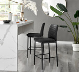 2x Milan Black Faux Leather Counter Stools Black Legs - Milan-barstool-black-black-1.jpg