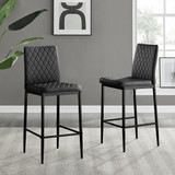 2x Milan Black Faux Leather Counter Stools Black Legs - Milan-barstool-black-black--2-CROP.jpg