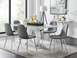 Giovani 6 Grey Dining Table & 6 Corona Silver Leg Chairs - giovani-grey-high-gloss-rectangle-dining-table-6-grey-leather-corona-silver-chairs-set_1.jpg