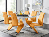 Giovani Grey White Modern High Gloss And Glass Dining Table And 6 Willow Chairs Set - giovani-grey-high-gloss-rectangle-dining-table-6-mustard-leather-willow-chairs-set_1.jpg