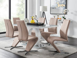 Giovani Grey White Modern High Gloss And Glass Dining Table And 6 Willow Chairs Set - giovani-grey-high-gloss-rectangle-dining-table-6-cappuccino-leather-willow-chairs-set_1.jpg