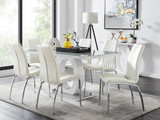 Giovani 6 Grey Dining Table & 6 Isco Chairs - giovani-grey-high-gloss-rectangle-dining-table-6-white-leather-isco-chairs-set_1.jpg