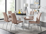Giovani 6 Grey Dining Table & 6 Isco Chairs - giovani-grey-high-gloss-rectangle-dining-table-6-cappuccino-leather-isco-chairs-set_1.jpg