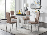 Giovani Grey White Modern High Gloss And Glass Dining Table And 4 Milan Chairs Set - giovani-grey-high-gloss-rectangle-dining-table-4-cappuccino-leather-milan-chairs-set_1.jpg